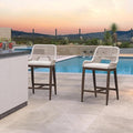 PURPLE LEAF Counter Height Bar Stools Set of 2 Outdoor Bar Chair by PURPLELEAF