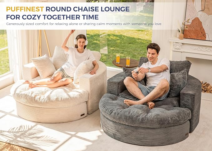 MAXYOYO Modular Sectional Chaise Lounge Sofa, Round Upholstered Lounge Chair - Image 4