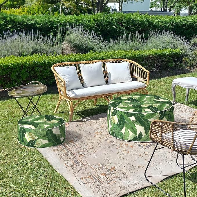 LVTXIII Outdoor/Indoor Round Inflatable Ottoman, All Weather Patio Footstool - Image 6