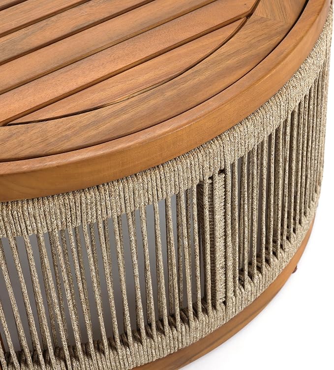 LuxenHome Outdoor Coffee Table, Modern Farmhouse Garden Coffee Table, Outdoor - Image 3