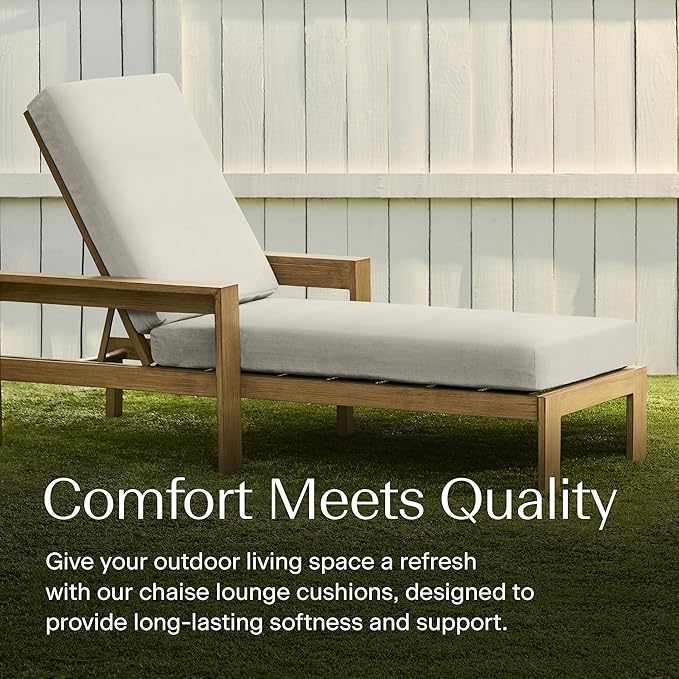 Honeycomb Outdoor Heritage Chaise, 23 x 75, Textured Solid Bone Chair Cushion - Image 2