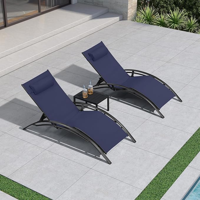 PURPLE LEAF Patio Oversized Chaise Lounge Chair Set - Image 3