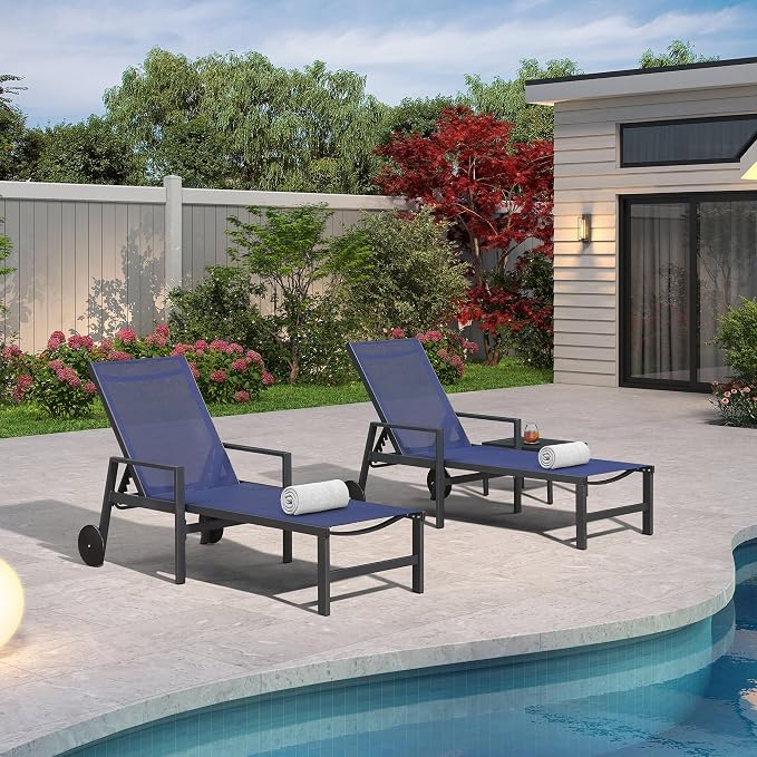PURPLE LEAF 2 Pieces Outdoor Chaise Lounge Aluminum Patio Lounge Chair - Image 2