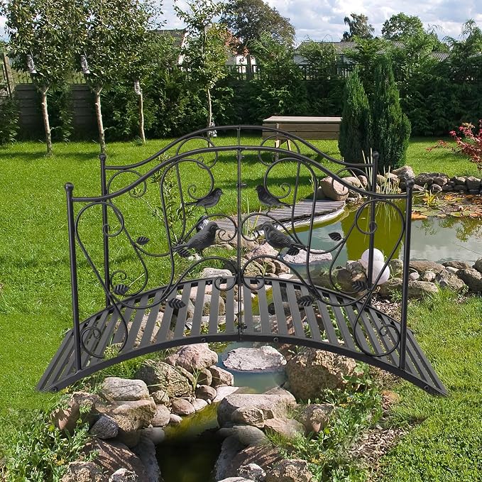 4FT Steel Garden Bridge with Anti-Slip Deck, 330LB Capacity Metal Footbridge - Image 8