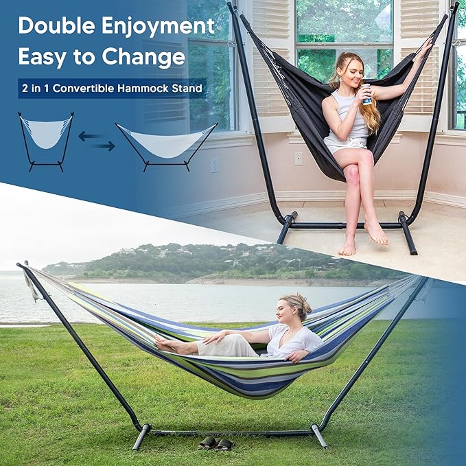 SUNCREAT 2-in-1 Convertible Backyard Fabric Hammock - Image 2