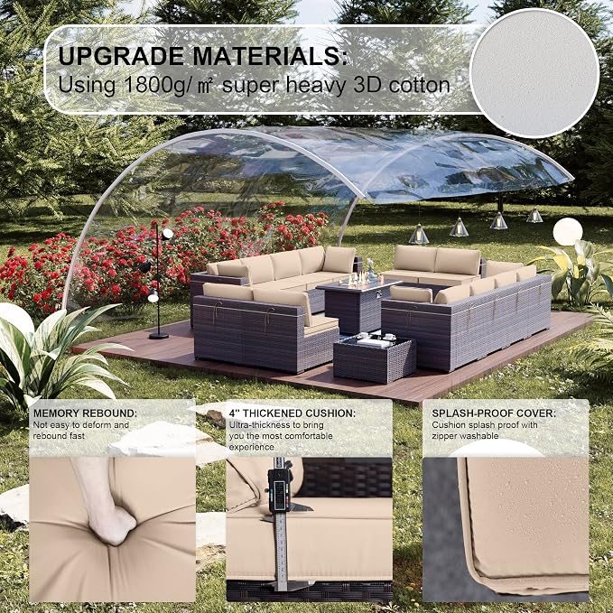 Kullavik 15 Pieces Outdoor Patio Furniture Set - Image 4