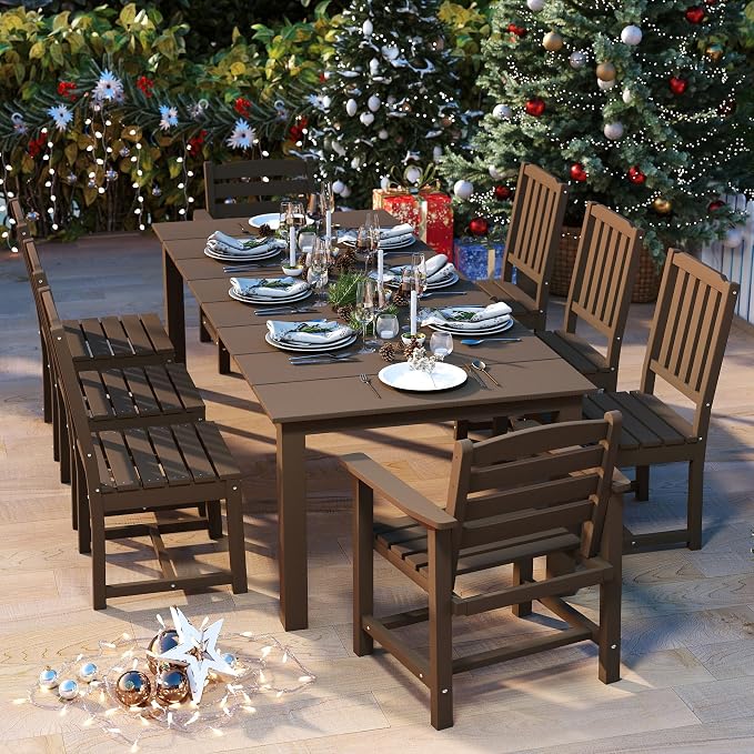 Brown 9-Piece Outdoor Dining Set - Image 7