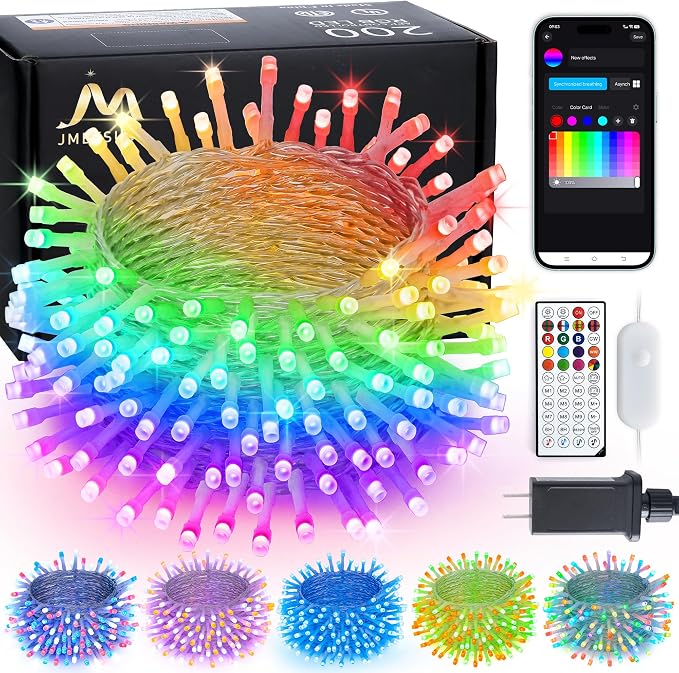 JMEXSUSS 200 LED RGB String Light Outdoor Indoor, Christmas Lights Outdoor by JMEXSUSS