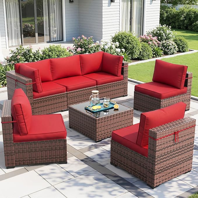Amopatio Patio Furniture Set 7 Pieces Patio Conversation Set Outdoor Sectional by Amopatio