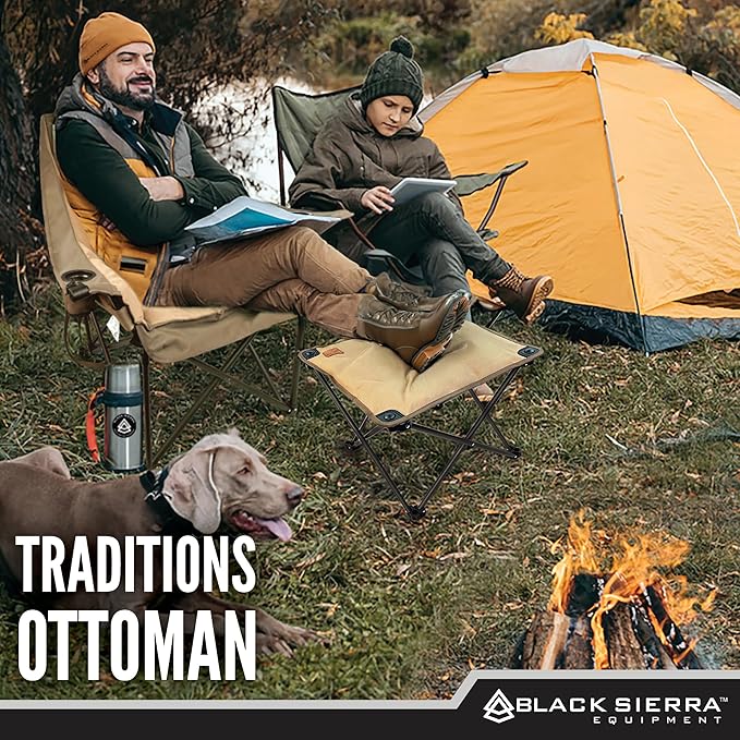 Black Sierra Traditions Camping Foot Stool, Folding Camp Ottoman, Lightweight - Image 3
