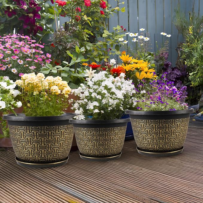10 Inch Plant Pots, 4 Pack Flower Pots Outdoor - Image 8
