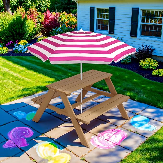 Best Choice Products Wooden Kids Picnic Table - Image 2