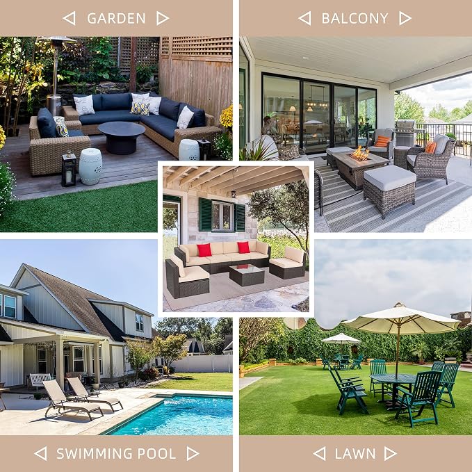 Shintenchi 7 Pieces Patio Furniture Sets Outdoor All-Weather Sectional Patio - Image 6