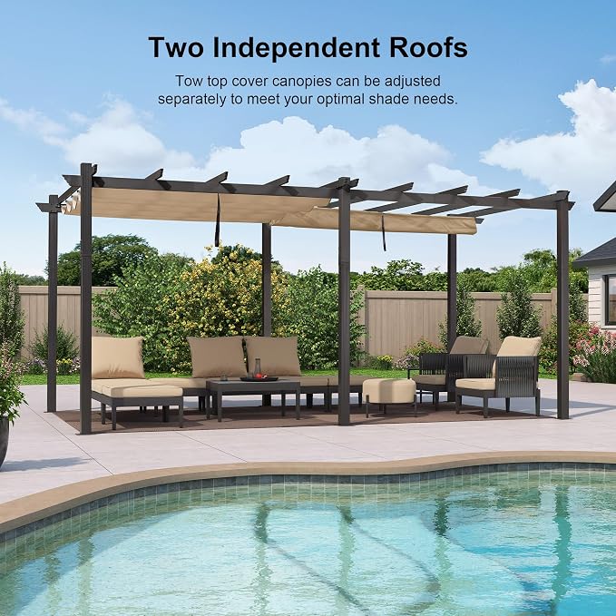PURPLE LEAF 12' X 18' Outdoor Retractable Aluminum Pergola - Image 3