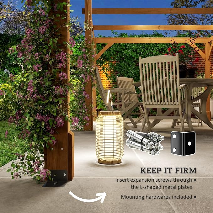 Outsunny 20' x 10' Outdoor Pergola, Wood Gazebo Grape Trellis - Image 6
