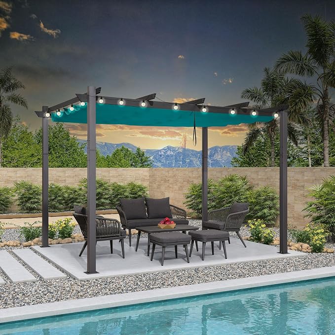 PURPLE LEAF 10' X 12' Outdoor Retractable Pergola by PURPLELEAF