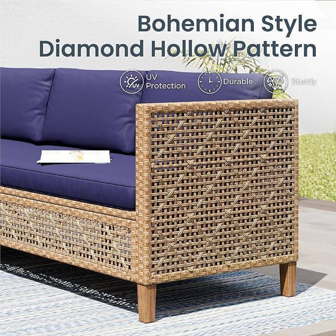 PHI VILLA Sectional Outdoor Couch, Small Patio Furniture Set - Image 3