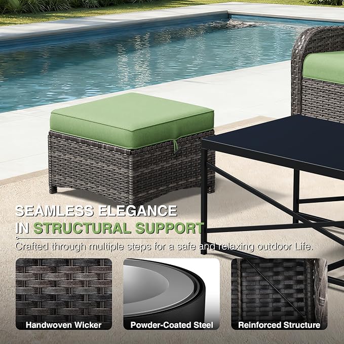 Joyside Outdoor Ottoman Set of 2, Patio Large Ottoman Foot Rest - Image 4