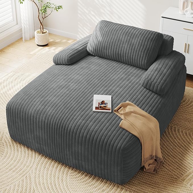 YITAHOME 67"L x 55"W Chaise Lounge Chair Indoor, Oversized Corduroy Upholstered by YITAHOME