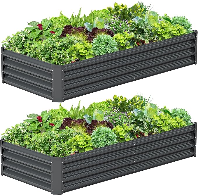 2PCS 6x3x1FT Galvanized Raised Garden Bed, Galvanized Planter Raised Garden by AyenGuard
