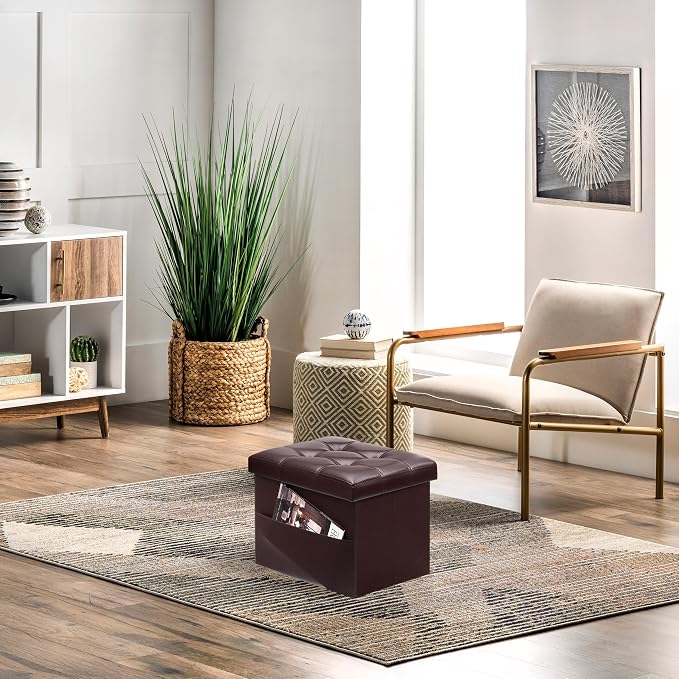 AmasSmile Storage Ottoman Folding Foot Rest Stool - Image 4