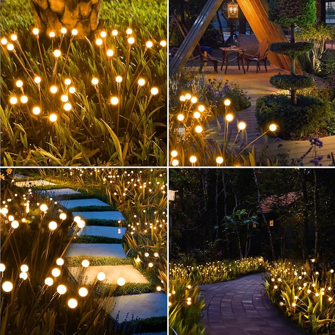 BrizLabs Solar Garden Lights, 4 Pack 32 LED Solar Powered Firefly Lights - Image 6