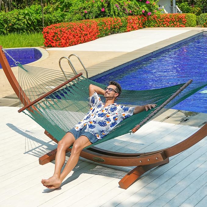 Lazy Daze Hammocks 10.5 FT Double 2 Person Caribbean Rope Hammock, Hand Woven - Image 2