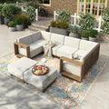 HERA'S HOUSE 8 Pieces Patio Furniture Set, 6 Sectional Outdoor Rattan Wicker by HERASHOUSE