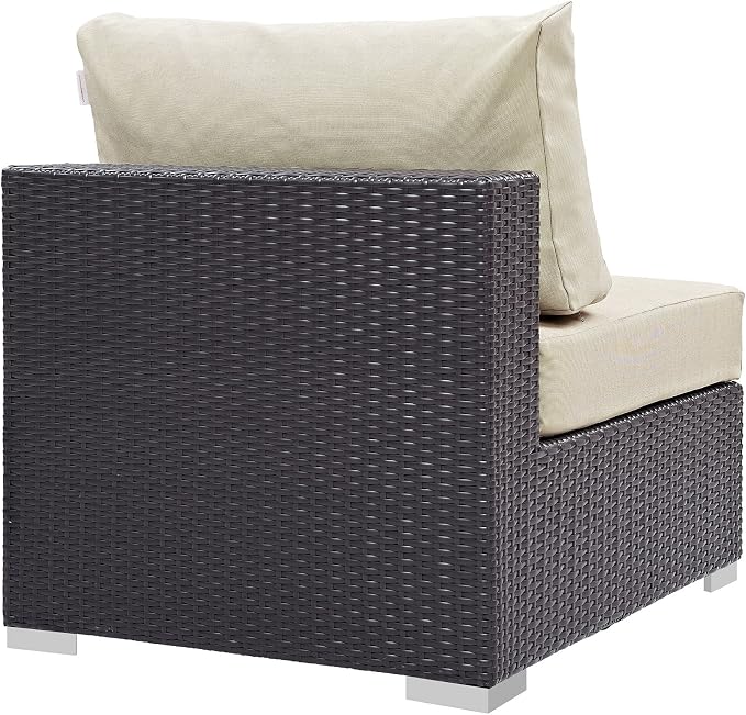 Modway Convene Wicker Rattan Outdoor Patio Sectional Sofa Armless Chair in - Image 5