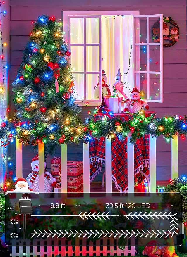 Brightown Solar Christmas Lights Outdoor, 4 Pack Total 184FT 480 LED Solar - Image 4