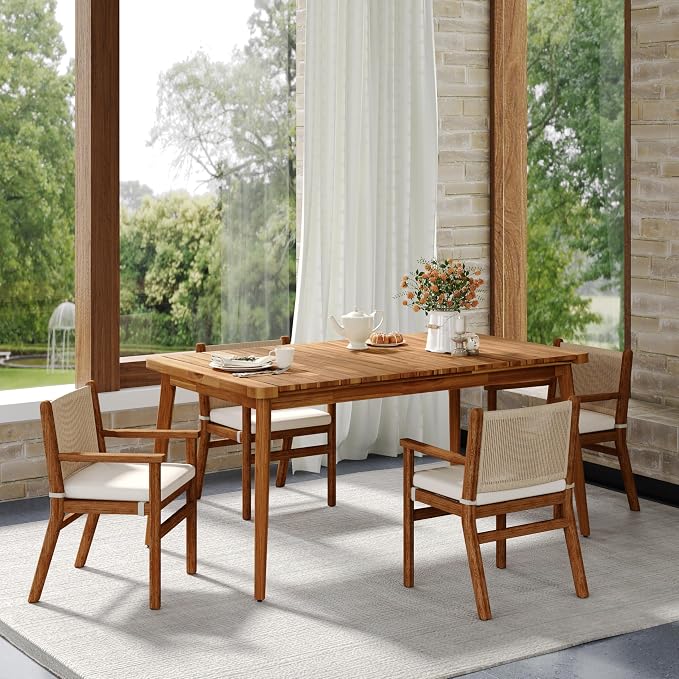 Christopher Knight Home Peggy 63" Farmhouse Patio Acacia Wood Dining Table - Image 4