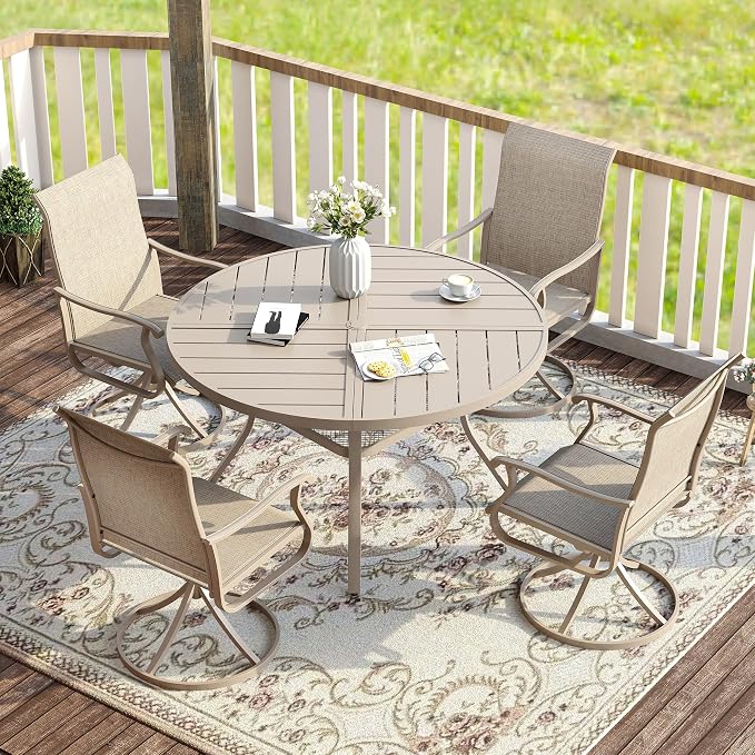 VICLLAX Round Patio Table with Adjustable Umbrella Hole - Image 4
