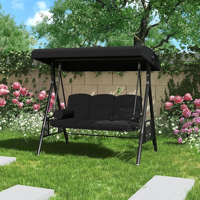 AECOJOY Outdoor Porch Swing, 3-Seat Porch Swing - Image 9