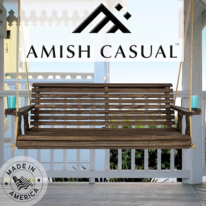Amish Casual Heavy Duty 800 Lb Roll Back Treated Porch Swing - Image 2