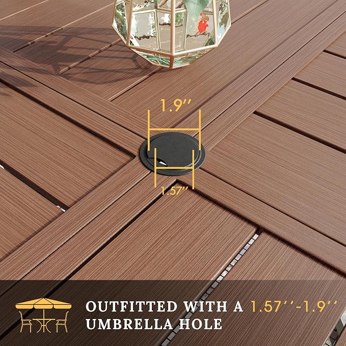 VICLLAX Round Patio Table with Adjustable Umbrella Hole - Image 4