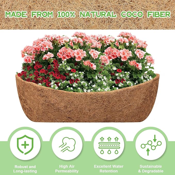 Riare 4 Pack 30 Inch Trough Coco Coir Liners - Image 3