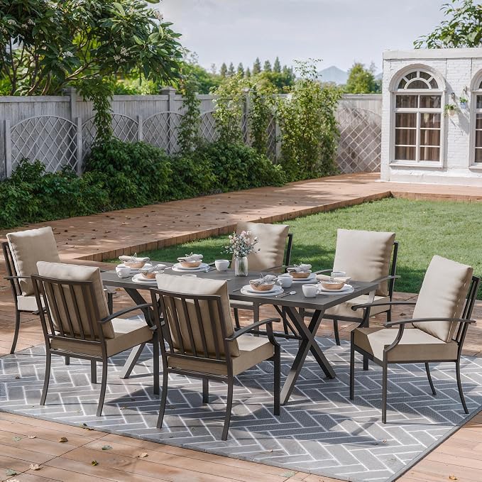 ALAULM 7-Piece Patio Dining Table and Chairs Outdoor Dining Set - Image 2