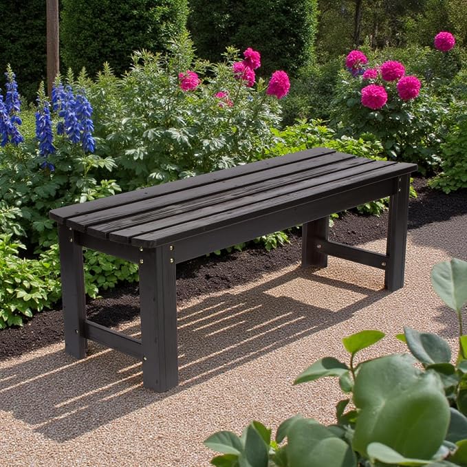Shine Company Outdoor Wooden Backless Patio Garden Bench, 4 Ft - Image 2