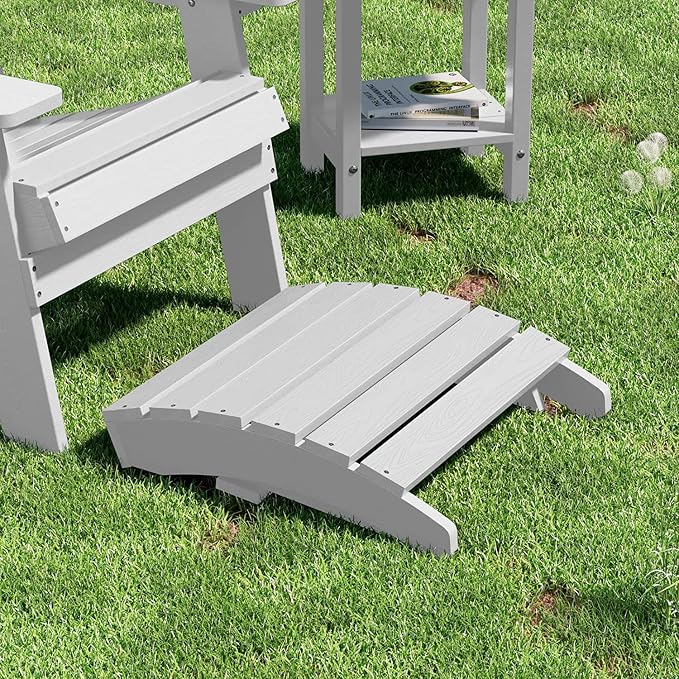 MXIMU Folding Adirondack Ottoman Set of 2: HIPS Plastic Outdoor Footrest Easy - Image 5
