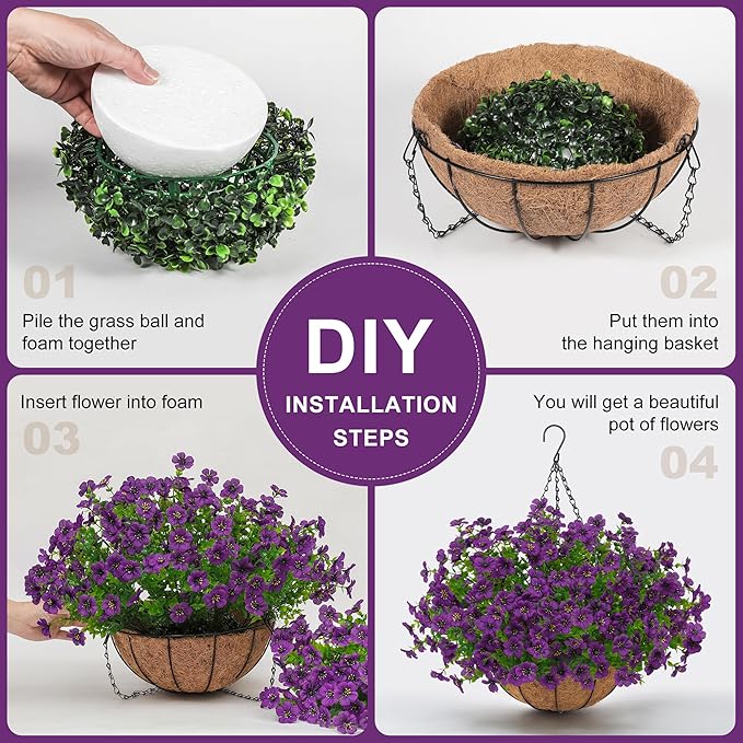 Artificial Faux Hanging Plants Flowers Basket - Image 6