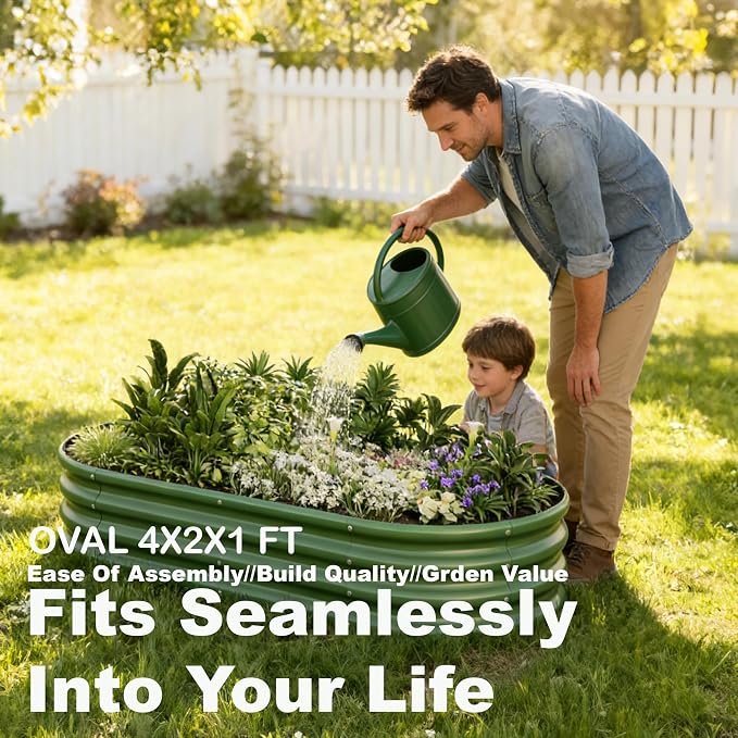 4x2x1ft-2pcs-Oval Raised Garden Bed Kit, Galvanized Planter Garden Boxes Outdoor - Image 2