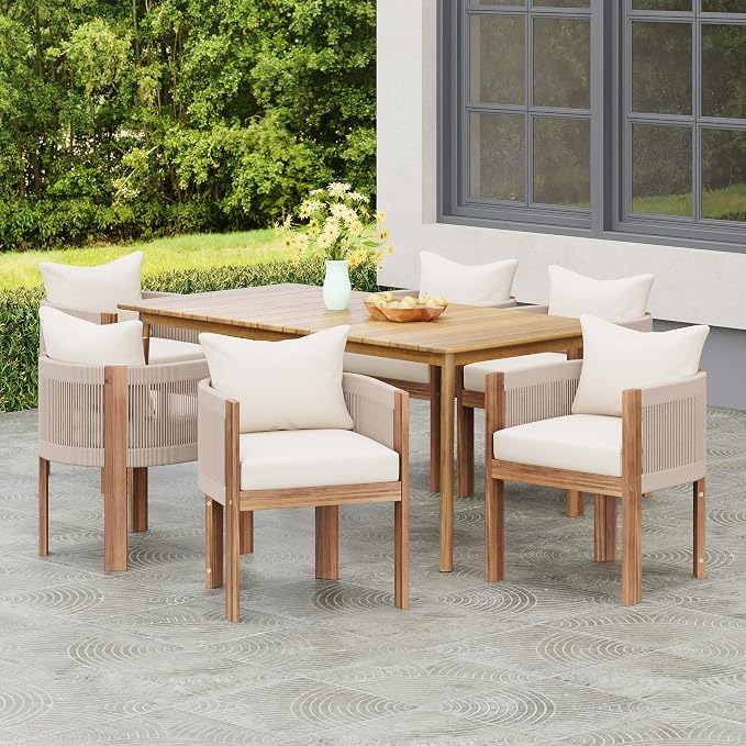 Christopher Knight Home Kclent Patio Acacia Wood Dining Set - Image 2
