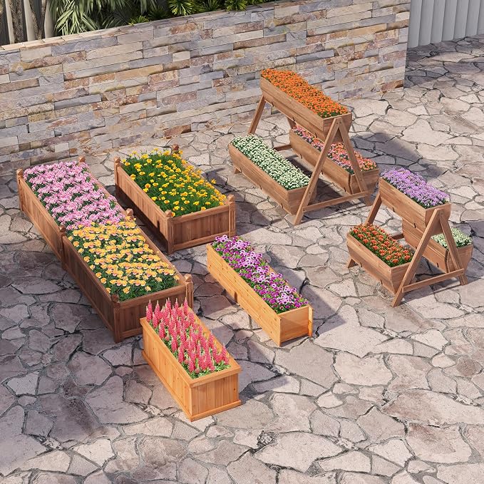 Giantex Vertical Raised Garden Bed, 3 Large Wood Planter Boxes - Image 4