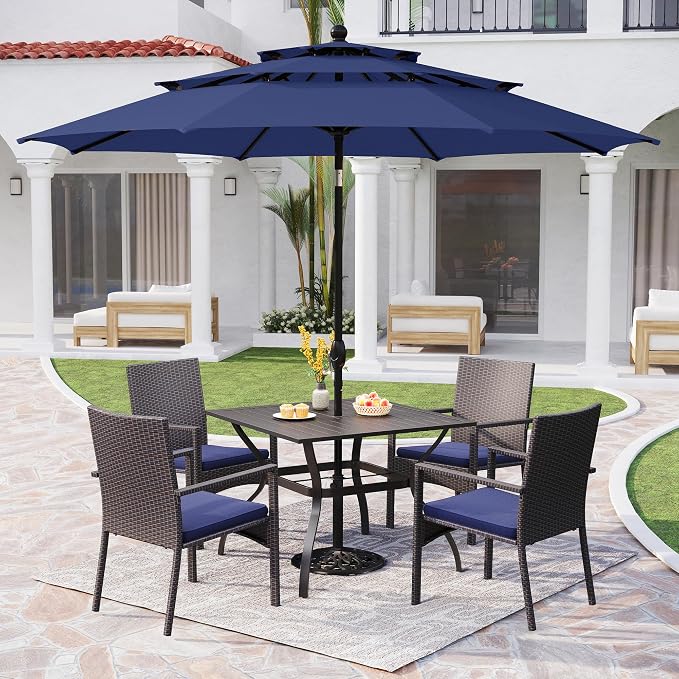 PHI VILLA 5 Piece Patio Dining Table Set - Image 7
