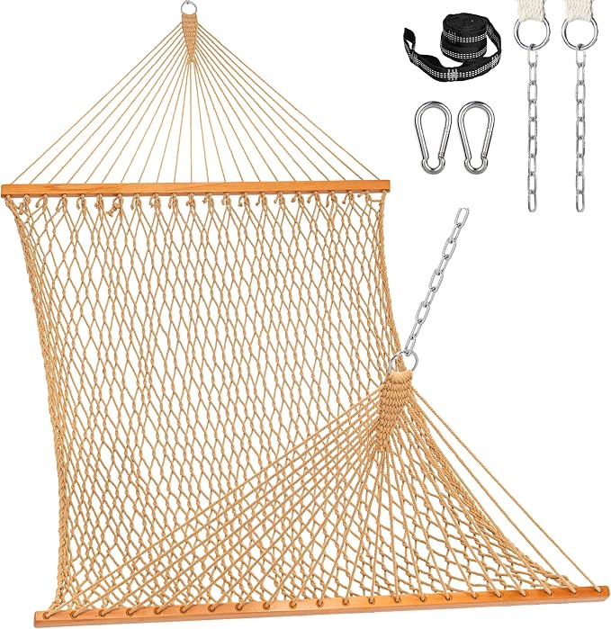 Lazy Daze Hammocks Double Rope Hammock, 2 Person Traditional Outdoor Hand Woven by LazyDazeHammocks