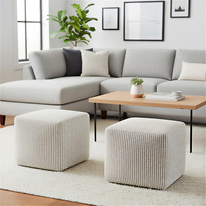 SIMPLIHOME Zelma Square Pouf – 18 inch Wide Upholstered PET Polyester Ottoman - Image 3
