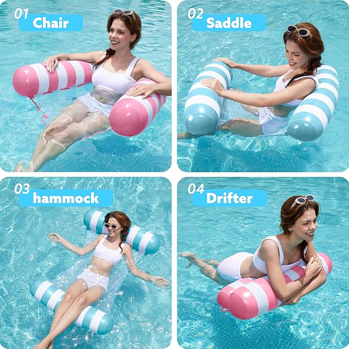 SLOOSH 2 Packs Hammock Pool Floats Adults, 4-in-1 Multi-Purpose Inflatable Pool - Image 2