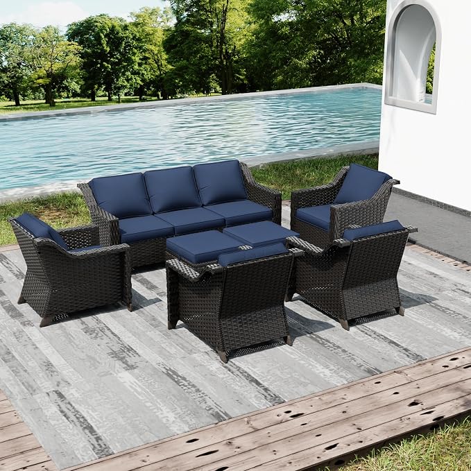 Joyside Wicker Patio Furniture Sets, 7 Pieces Upgraded Large Size Outdoor - Image 6