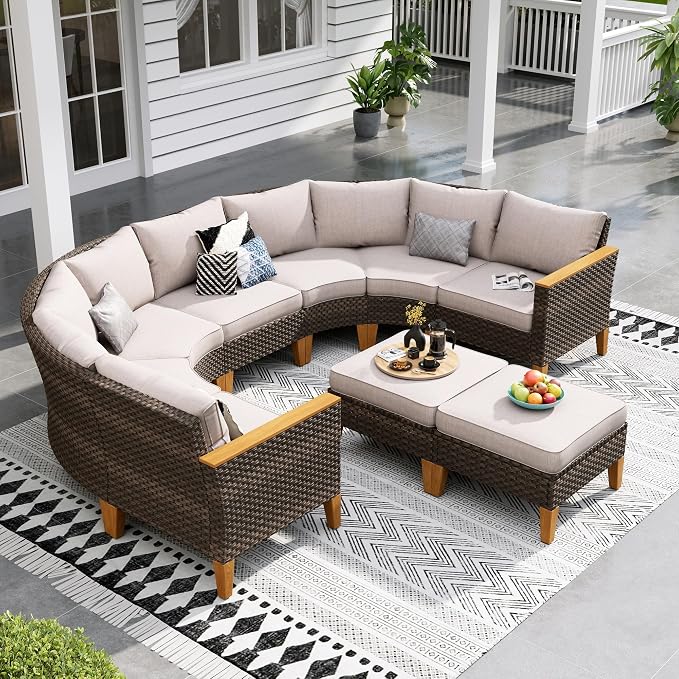 Sophia & William Half-Moon Outdoor Patio Furniture Set 9 Piece Large & High by SophiaWilliam
