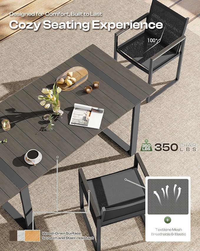Outdoor Dining Table for 6, HDPS+ Aluminum Patio Dning Table - Image 3